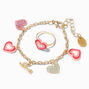 Claire&#39;s Club Pink Dangle Hearts Gold Jewelry Set - 3 Pack,
