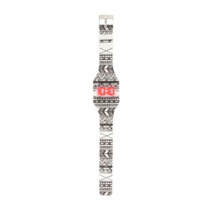 Montre digital azt&egrave;que noir et blanc,