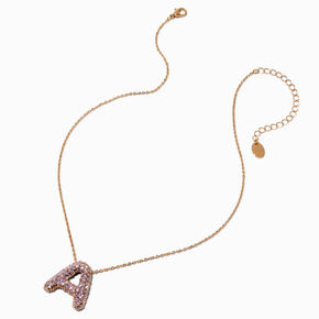 Gold-tone Pav&eacute; Bubble Initial Pendant Necklace - A,