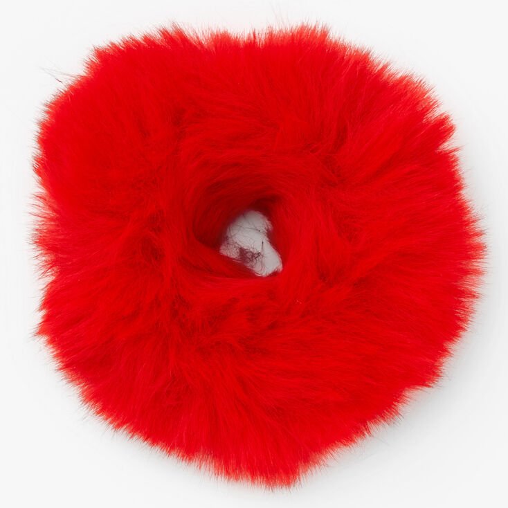 Medium Furry Hair Scrunchie - Red,