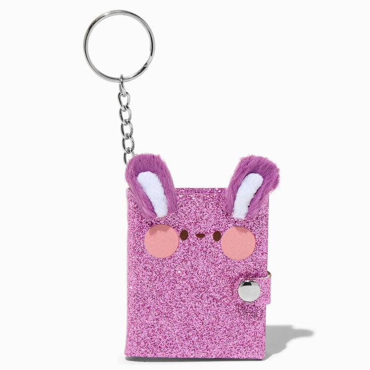 Glitter Pink Bunny Mini Diary Keychain,