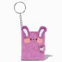 Porte-cl&eacute;s mini journal lapin rose &agrave; paillettes,