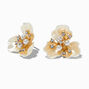Pearl &amp; Crystal Flower Gold-tone Stud Earrings,