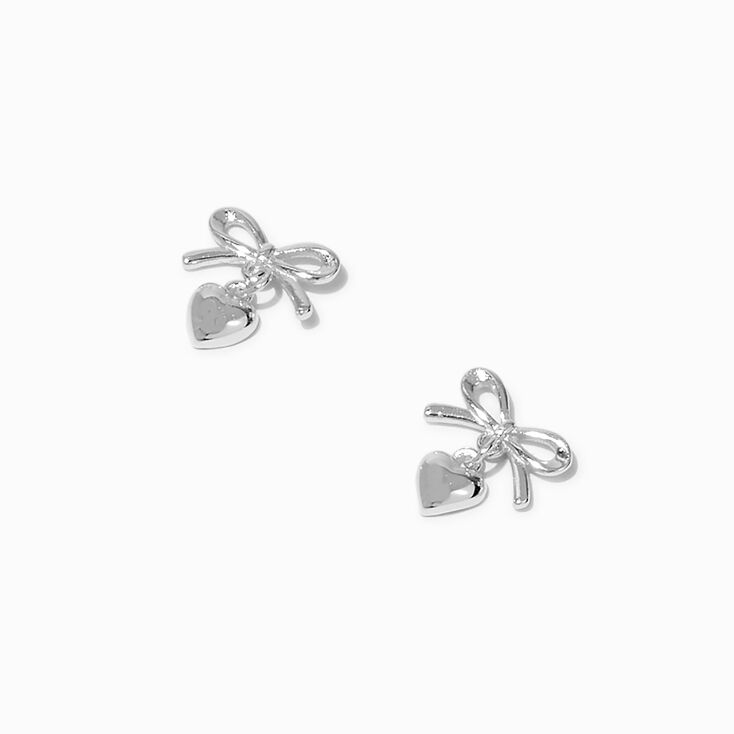 C LUXE by Claire&#39;s Sterling Silver Bow Heart Drop Earrings,