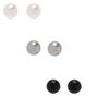 Silver Pearl Stud Earrings - 3 Pack,