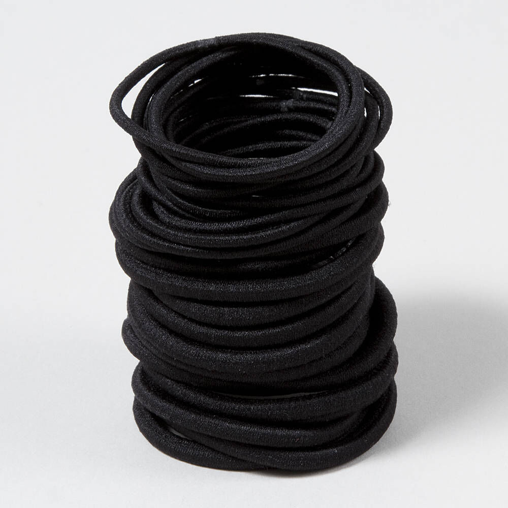 Mixed Solid Hair Ties - Black, 30 Pack,