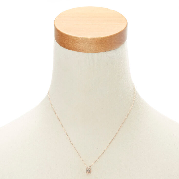 Rose Gold Studded N Initial Necklace,