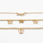 Gold-tone Butterfly &amp; Angel Chain Bracelets - 3 Pack,