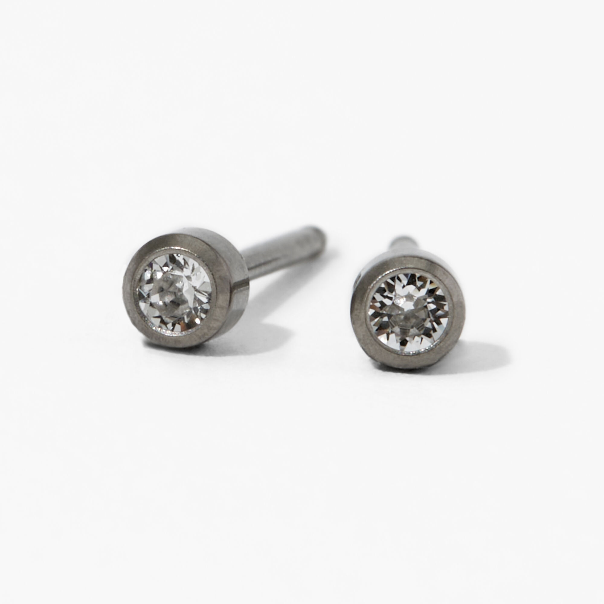 Titanium Crystal Bezel Studs Ear Piercing Kit with Ear Care