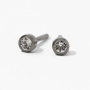 Titanium Crystal Bezel Studs Ear Piercing Kit with Ear Care Solution,