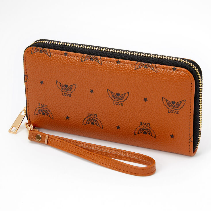 Claire's Pochette poignet ailes d’ange Love - Ocre
