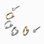 Mixed Metal Embellished Earring Stackables Set - 3 Pack,