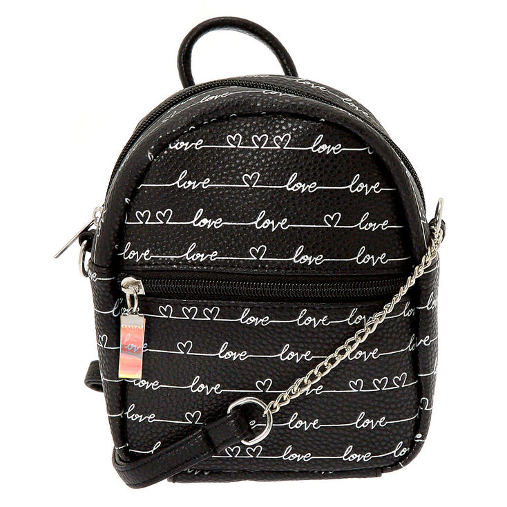 Love Script Mini Backpack Crossbody Bag - Black,