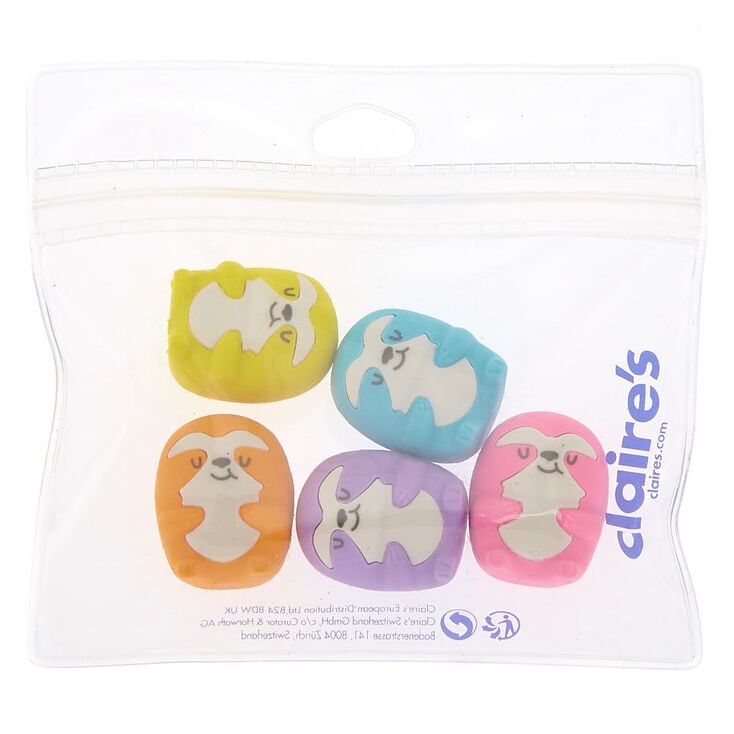 Rainbow Sloth Erasers - 5 Pack,