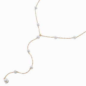 Gold-tone Pearl Confetti Y-Neck Chain Necklace,