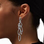 Rhinestone Leaves 3.5&quot; Linear Drop Earrings,