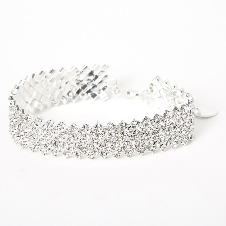 Silver Rhinestone Zig Zag Chain Bracelet