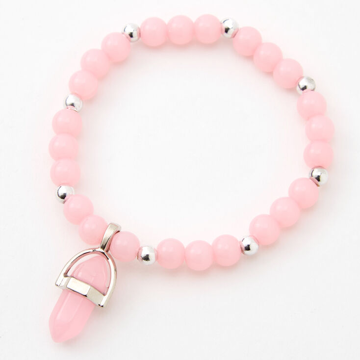 Bracelet &eacute;lastique perl&eacute; avec strass mystique phosphorescent rose,