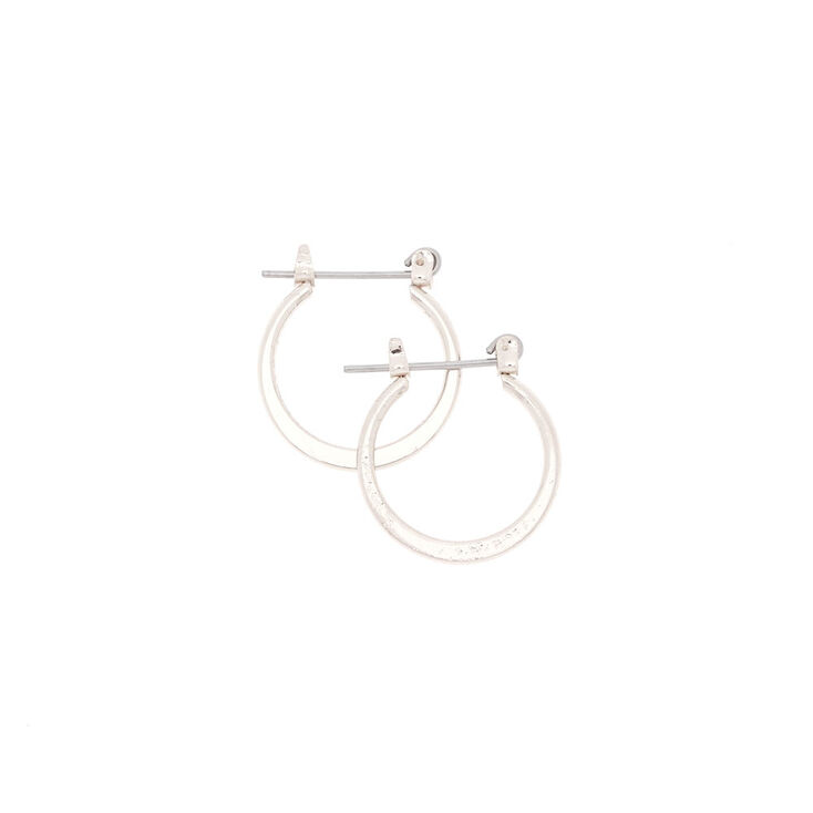 Silver 15MM Knife Edge Hoop Earrings,