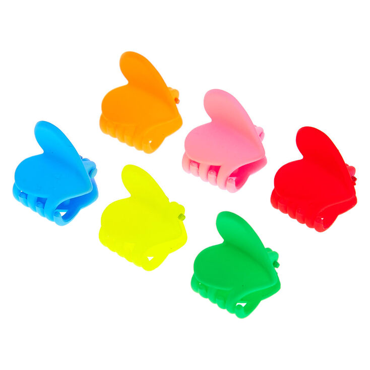 Claire's Mini pinces à cheveux cœur fluo fini mat - Lot de 6