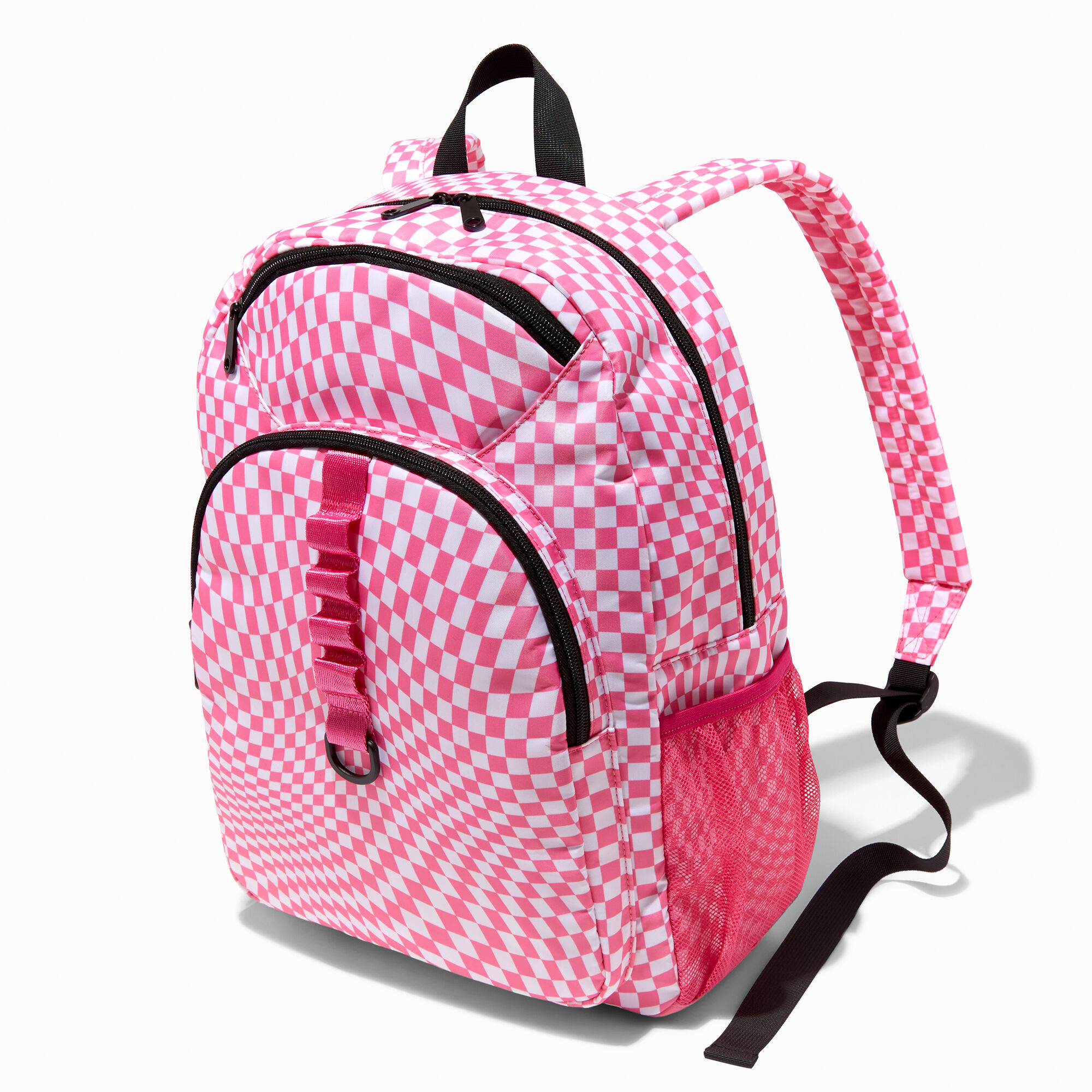 Claire's Sac à dos de taille moyenne à carreaux kaléidoscope rose