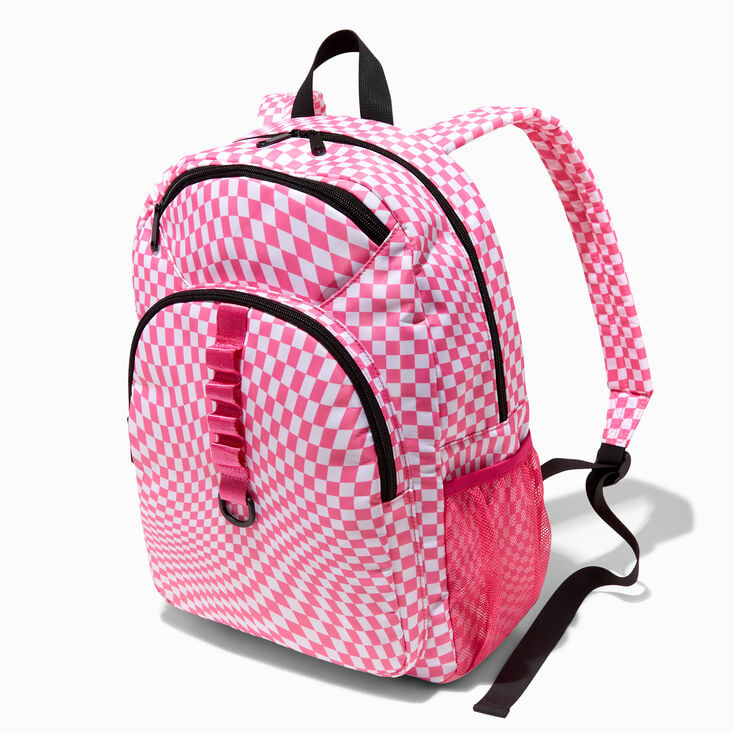 Pink Kaleidoscope Checkerboard Medium Backpack,