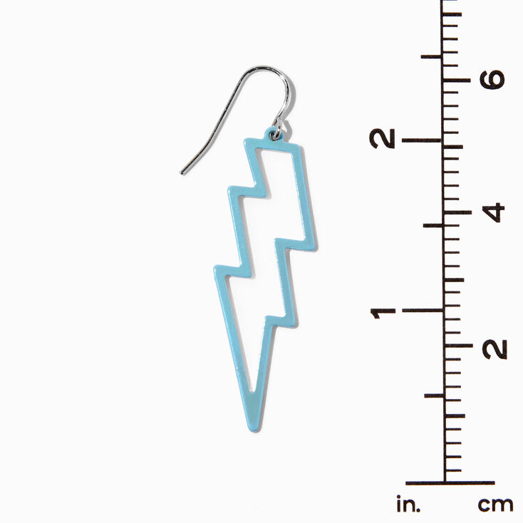 Iridescent Blue Lightning Bolt Cutout 2&quot; Drop Earrings,