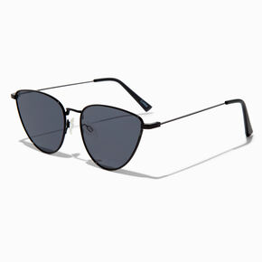 Slim Black Metal Cat Eye Sunglasses,