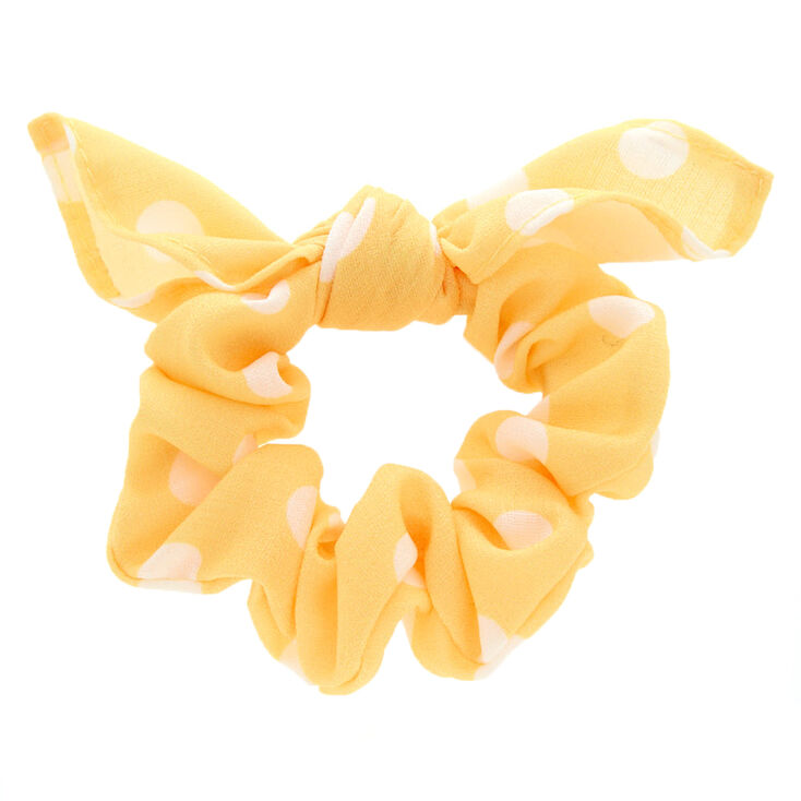 Claire's Chouchou avec nœud à pois jaune