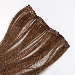 Extensions de cheveux synth&eacute;tiques &agrave; clip pour cheveux marron clair - Lot de 4,