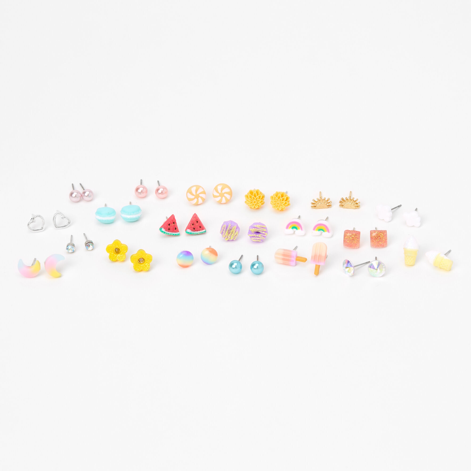 Pastel Rainbow Mixed Stud Earrings 20 Pack Claire s US