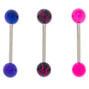 Silver 14G Metallic Barbell Tongue Rings - 3 Pack,