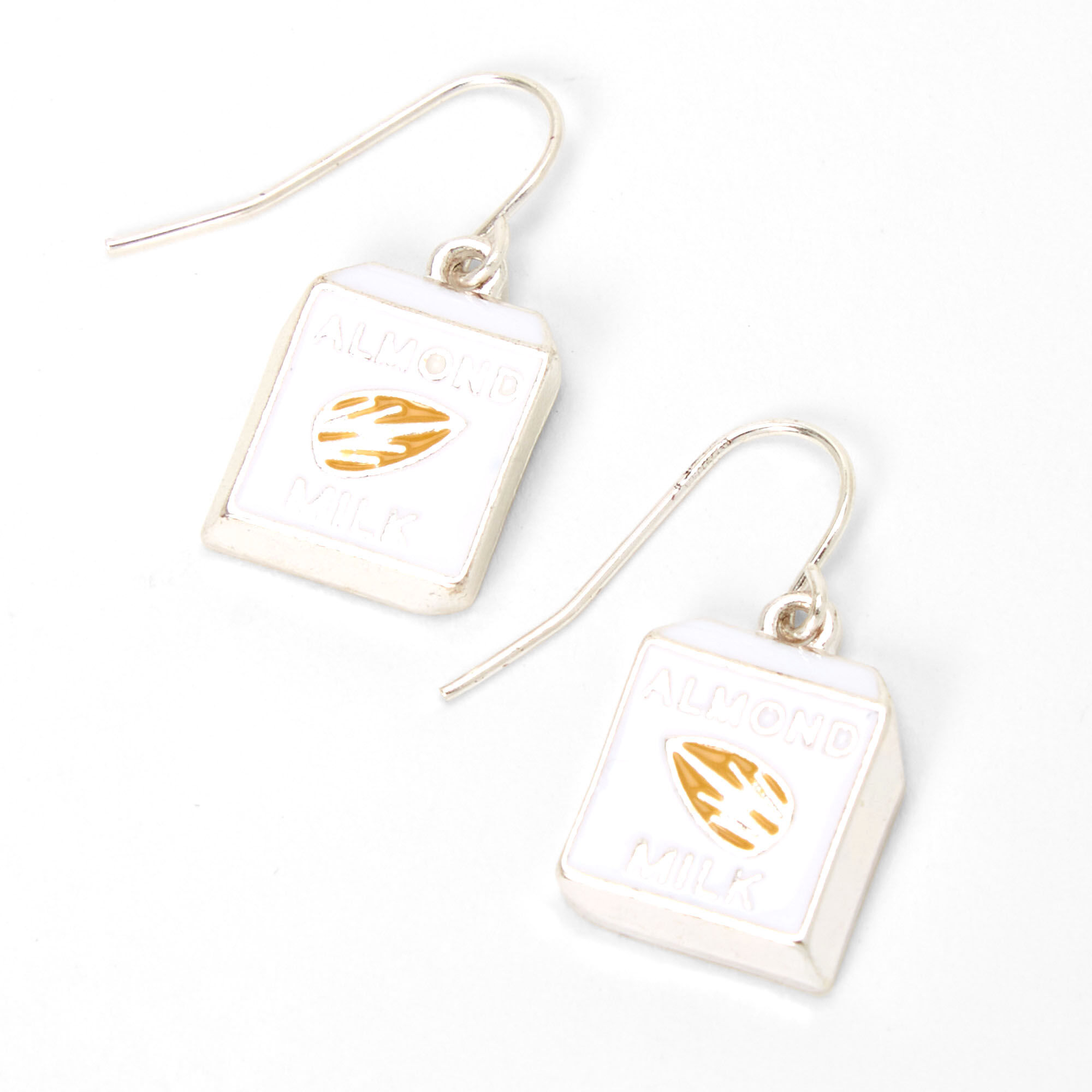 Silver 1" Almond Milk Drop Earrings,
