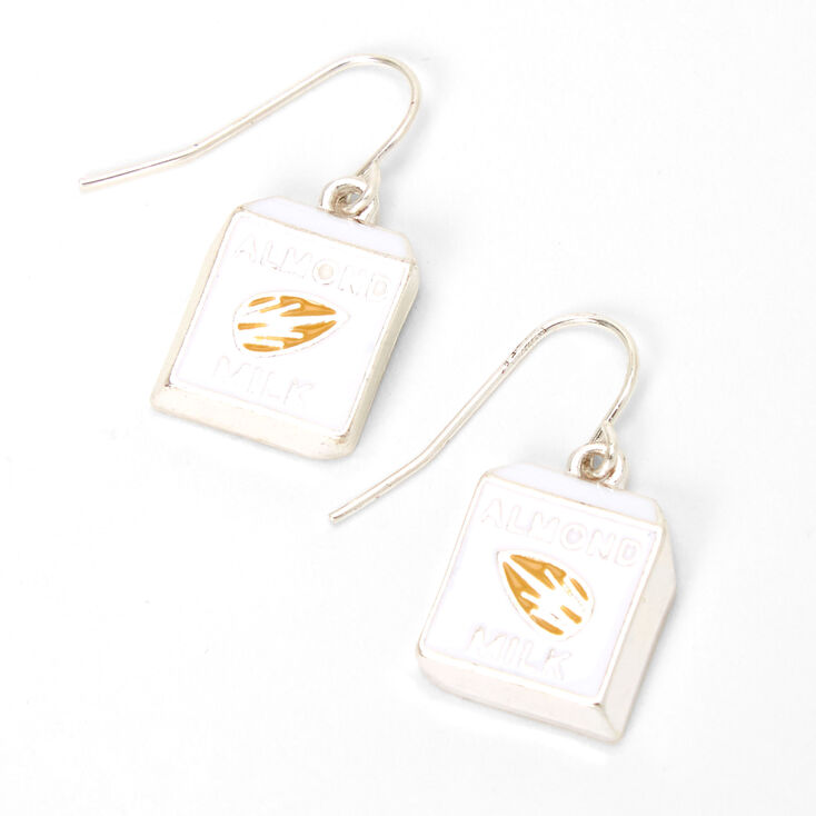 Silver 1&quot; Almond Milk Drop Earrings,