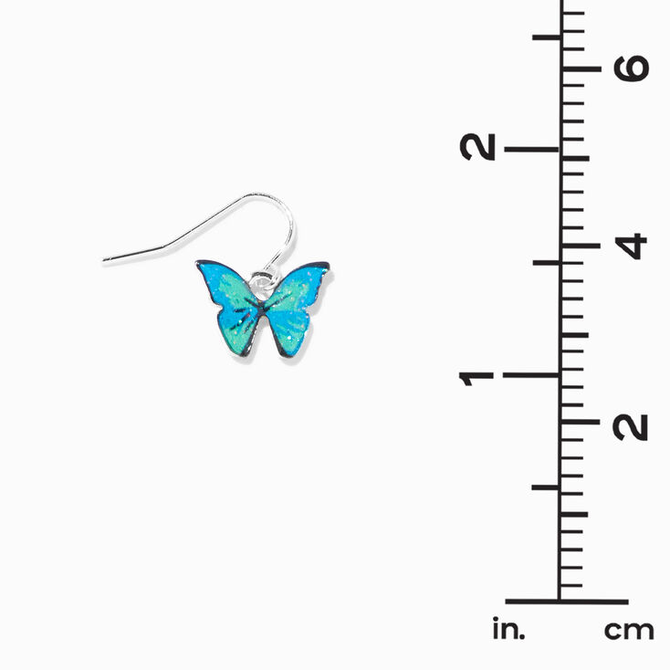 Blue Glitter Butterfly 0.5&quot; Drop Earrings,