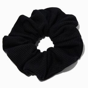 Ribbed Black Hair Scrunchie,