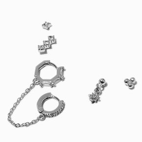 Silver-tone Cubic Zirconia Crystal Stackables Set - 3 Pack,