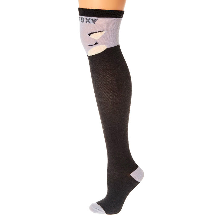 Black &amp; Grey STAY FOXY Tall Socks,