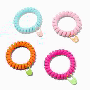 Rainbow Charm Spiral Hair Ties - 4 Pack,