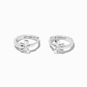 C LUXE by Claire&#39;s Sterling Silver 10mm Thick Bow Clicker Hoop Earrings,