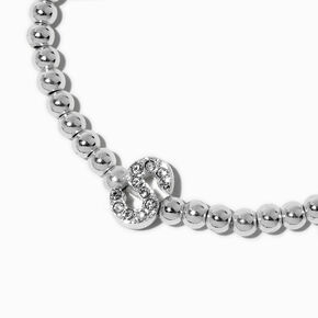 Silver-tone Pav&eacute; Crystal Letter Initial Stretch Bracelet - S,