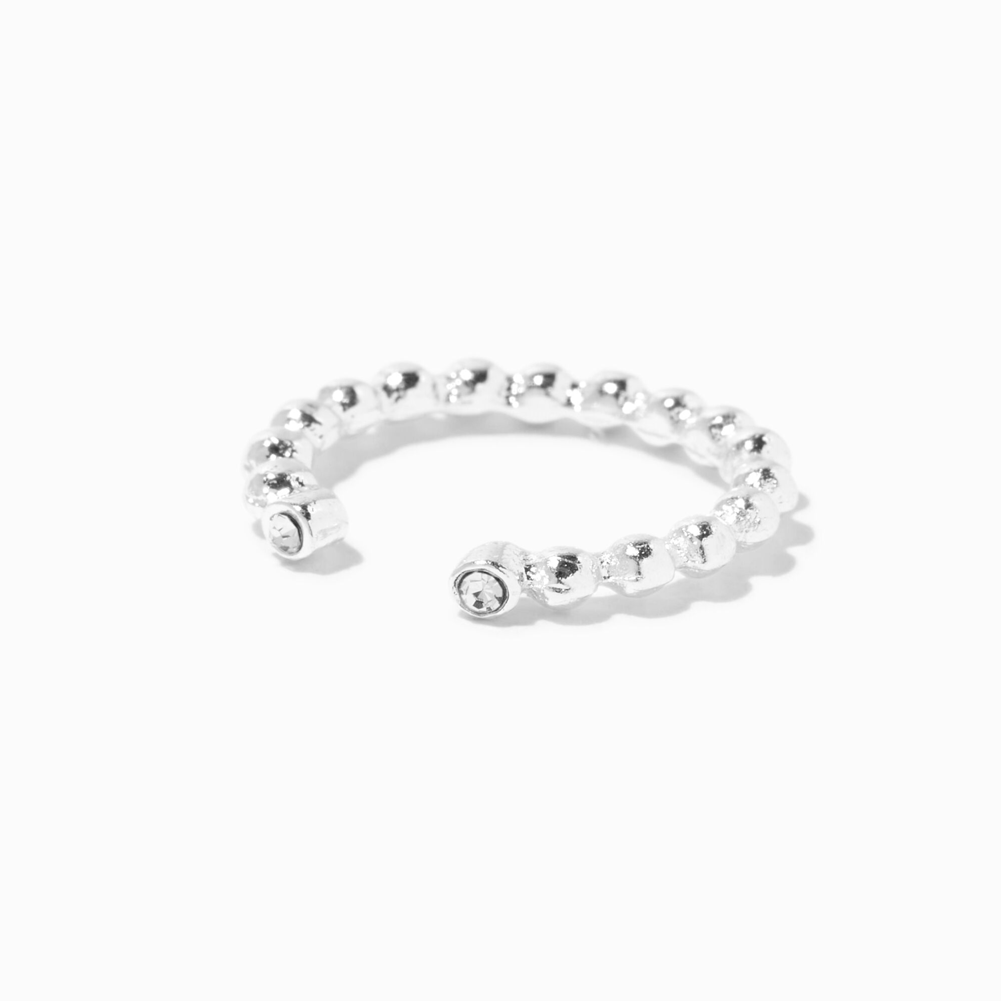 Silver-tone Bubble Open Front Crystal Toe Ring,