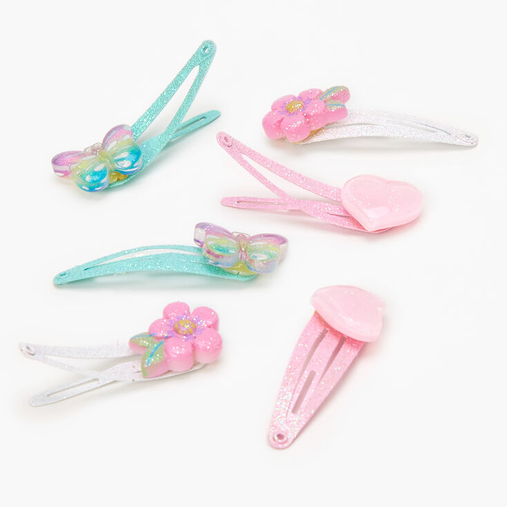 Claire&#39;s Club Glitter Pastel Snap Hair Clips - 6 Pack,