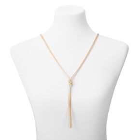 Gold-tone &amp; Silver Knotted Chain Long Pendant Necklace,