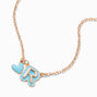 Blue Bubble Initial Heart Pendant Necklace - R ,