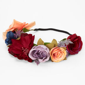 Vibrant Fall Flower Crown Headwrap,