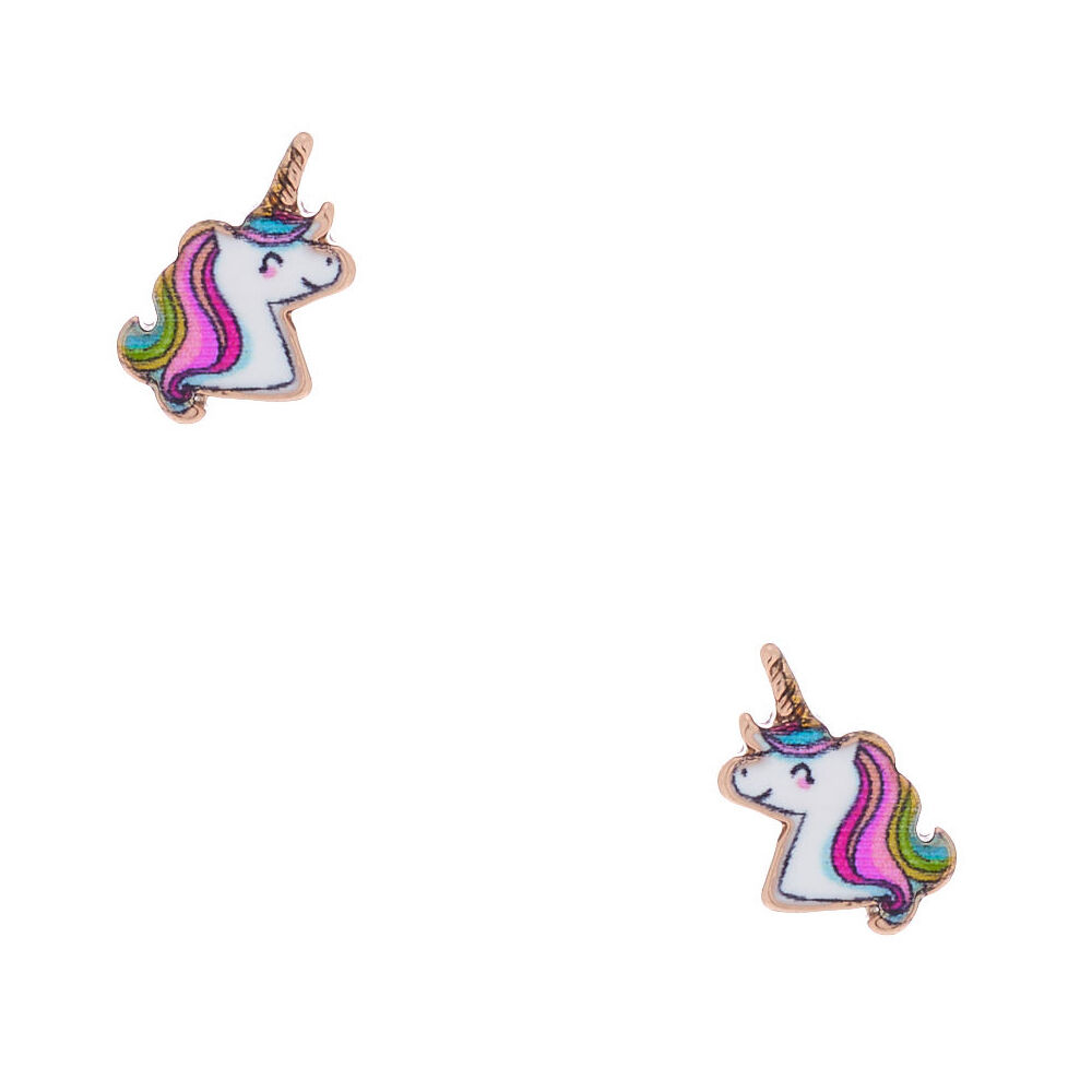 18kt Rose Gold Plated Miss Glitter the Unicorn Stud Earrings,