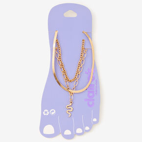 Gold Snake Charm Anklets - 3 Pack,