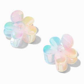 Pinces &agrave; cheveux fleurs iridescentes pastel - Lot de 2,