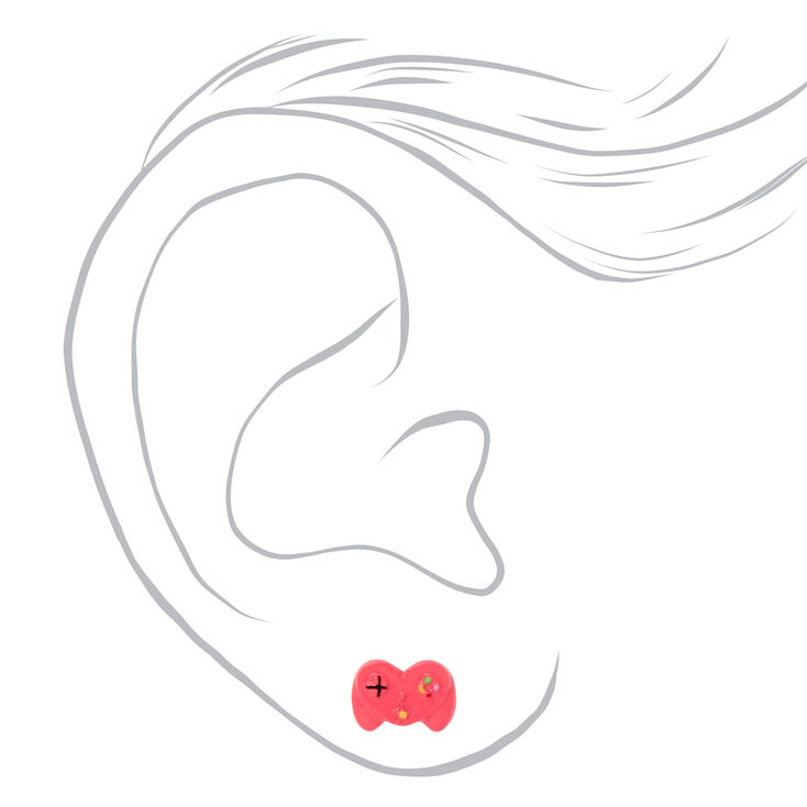 Silver Gamer Stud Earrings - 6 Pack,